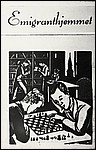 Linoleumssnit af Heinz Kiwitz med Emigranthjemmet - og Rådhustårnet i baggrunden - som motiv. Kiwitz meldte sig som frivillig til de Internationale Brigader. Han faldt i Spanien i 1938.