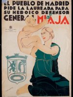 Madrids befolkning overrækker laurbærkransen til sin helemodige beskytter. general Miaja