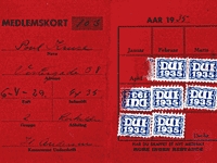 Medlemskort til D.U.I 1935. PÅ Bagsiden er D.U.I's 9 "bud" trykt