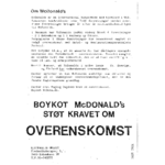 Faglig Ungdom/LLO løbeseddel om McDonalds, uden dato (1983)
