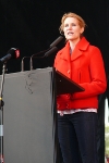 Helle Thorning Schmidt i Fælledparken 1. maj 2011