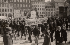 Demonstrationsoptgog med parolen 'Danmark for folket'