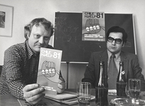 Aldo Verdugo (Chiles LO) og Kjeld Åkjær (LO) i forbindelse med kampagnen ”Chile-hjælp 81” (Foto: Finn Svensson)
